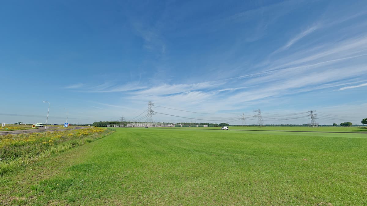Visualisatie van het 380 kV-station Veenoord Boerdijk exclusief de landschappelijke inpassing