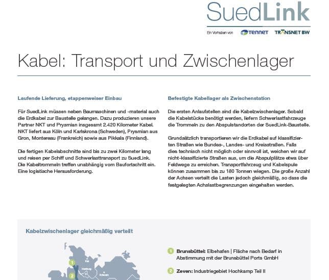 Cover Image SuedLink Poster Kabel - Transport und Zwischenlager