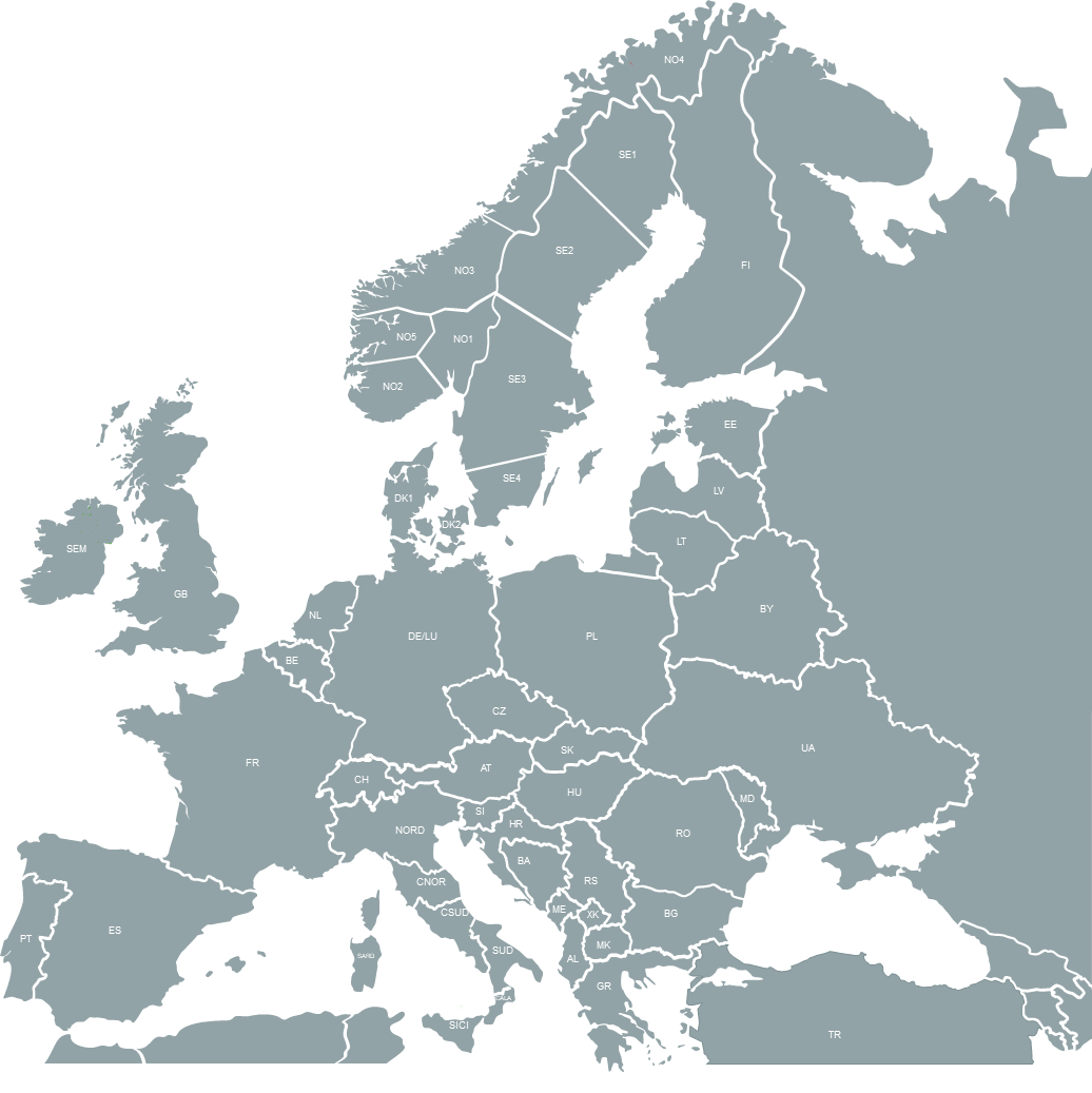 Karte der Europäischen Gebotszonen